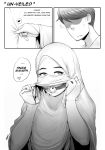  1girl 2017 artist_name ball_gag bridal_gauntlets comic commentary commentary_request english eyelashes facial_hair gag gagged heart highres hijab husband_and_wife lips monochrome muslim original saliva solo_focus spoken_heart stubble veil_lift zephyr_aile 