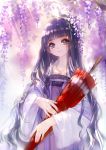  1girl card_captor_sakura clamp daidouji_tomoyo flower keylin-lin- long_hair oriental_umbrella smile solo umbrella very_long_hair wisteria 