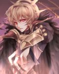  1boy black_feathers blonde_hair feathers fimyuan fire_emblem fire_emblem_if leon_(fire_emblem_if) looking_at_viewer red_eyes solo 