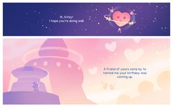  1girl comic english fairy heart kirby_(series) peachifruit planet ribbon_(kirby) sitting space writing 