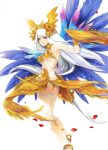  1girl anklet ass bangle bra bracelet breasts cleavage feathers hair_ornament headpiece highres holding jewelry jonathan_liang large_breasts lips long_hair looking_at_viewer midriff navel necklace saber_(weapon) sheena_(terra_battle) solo stomach sword terra_battle traditional_media underwear very_long_hair weapon white_hair 
