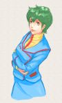  a_ichiro blue_eyes choujikuu_yousai_macross commentary commentary_request green_hair kim_kabirov macross macross:_do_you_remember_love? military military_uniform tsuru_hiromi uniform 