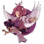  1girl bird_wings blush claws commentary feathered_wings frills hat monster_girl mystia_lorelei petticoat pink_hair rii_abrego short_hair solo tail talons touhou wings 