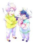  +++ 1girl 2boys baby black_hair blue_eyes blush carrying character_name chinese_clothes dragon_ball dragon_ball_super dragonball_z finger_to_face hand_in_pocket happy looking_at_another multiple_boys open_mouth pan_(dragon_ball) purple_hair rochiko_(bgl6751010) short_hair simple_background smile son_goten spiky_hair tied_hair translated trunks_(dragon_ball) uncle_and_niece white_background 