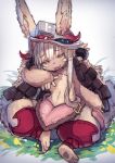  animal_ears furry hat highres made_in_abyss nanachi_(made_in_abyss) sitting white_hair window1228 yellow_eyes 