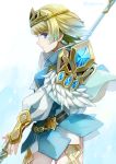  1girl 2900cm blonde_hair blue_eyes blue_hair cape crown earrings feather_trim fire_emblem fire_emblem_heroes fjorm_(fire_emblem_heroes) gradient gradient_hair jewelry multicolored_hair short_hair simple_background solo white_background 