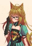  1girl animal_ears archer_of_red fate/apocrypha fate/grand_order fate_(series) glasses green_hair highres ma_kimere solo yellow_eyes 