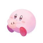  1other ayu_(mog) blue_eyes blush_stickers full_body hal_laboratory_inc. hoshi_no_kirby kirby kirby_(series) nintendo no_humans parted_lips pink_puff_ball signature simple_background sitting white_background 