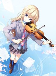  blonde_hair blue_eyes kaori_miyazono long_hair violin 