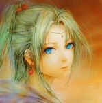  1girl blue_eyes earrings final_fantasy final_fantasy_vi green_hair jewelry ponytail solo tina_branford 