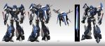  1boy 80s autobot blue_eyes full_body glowing glowing_weapon grey_background highres insignia jetpack konghai_shanren legs looking_at_viewer machinery mecha mirage_(transformers) no_humans oldschool original science_fiction solo sword transformers weapon 