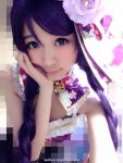  cosplay green_eyes long_hair toujou_nozomi violet_hair 