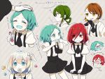  blue_eyes child crayon crystal_hair diagonal_stripes diamond_(houseki_no_kuni) flower green_eyes green_hair houseki_no_kuni jade_(houseki_no_kuni) mercury multicolored_hair one_side_up petting phosphophyllite redhead rutile_(houseki_no_kuni) shinsha_(houseki_no_kuni) short_hair skirt striped striped_background suspender_skirt suspenders ton_(botibotidana) two-tone_hair yellow_eyes younger 