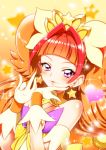  amanogawa_kirara bangs blunt_bangs blush choker commentary_request cure_twinkle earrings flower_earrings gloves go!_princess_precure heart jewelry looking_at_viewer magical_girl multicolored_hair orange_hair precure quad_tails star star_earrings streaked_hair two-tone_hair violet_eyes white_gloves yuto_(dialique) 