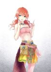  1girl bad_id bad_pixiv_id breasts final_fantasy final_fantasy_xiii green_eyes jewelry looking_at_viewer midriff necklace oerba_dia_vanille orange_hair pouch short_twintails solo twintails zzwei 