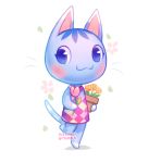  1girl animal_ears artist_name bouquet_(doubutsu_no_mori) cat_ears cat_tail doubutsu_no_mori flower image_sample leaf simple_background solo tail tumblr_sample violet_eyes white_background 