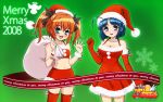  christmas cleavage dress kaitou_tenshi_twin_angel kannazuki_aoi minnazuki_haruka thigh-highs wallpaper 