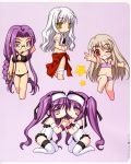  00s 5girls bikini caren_ortensia chibi euryale fate/hollow_ataraxia fate/stay_night glasses illyasviel_von_einzbern medusa_(fate) medusa_(fate)_(all) rider stheno swimsuit takeuchi_takashi twins type_moon 