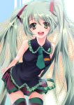  green_eyes green_hair hatsune_miku long_hair necktie thigh-highs thighhighs twintails vocaloid yu_(bkks) zettai_ryouiki 