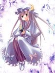  book bow hat highres ina_(artist) long_hair patchouli_knowledge purple_hair solo touhou 