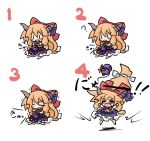  4koma ? blush chibi comic fang gourd horns ibuki_suika kyu_kyu_kyu_nyaa orange_hair ragequit ribbon sequential silent_comic tears touhou yanagi_(artist) |_| 