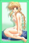  bikini blonde_hair braid green_eyes kneeling robot_ears silfa swimsuit tamaki_(diarie_inaiinaibaa) tamaki_(pixiv149755) to_heart_2 