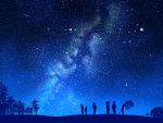  character_request milky_way night original silhouette sky star star_(sky) starry_sky tanabata tree tyno tyno_(pixiv) 