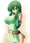  breast_squeeze breasts elbow_gloves erect_nipples fingerless_gloves fire_emblem fire_emblem_gaiden fire_emblem_mystery_of_the_emblem fire_emblem_shadow_dragon gloves green_eyes green_hair hairband impossible_clothes impossible_shirt kourourin large_breasts long_hair palla pegasus_knight shirt 