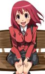  bench kushieda_minori red_eyes red_hair redhead school_uniform shigure_(pixiv10117) shigureteki short_hair sitting toradora! 