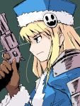  blonde_hair blue_eyes gun gunner handgun hat kanoe_soushi lowres revolver sekaiju_no_meikyuu weapon 