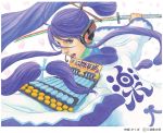  blue_eyes kamui_gakupo long_hair male miura_kentarou official_art purple_hair simple_background solo sword violet_eyes vocaloid weapon 