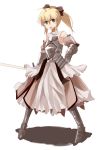  armored_dress blonde_hair blue_eyes dress fate/stay_night fate/unlimited_codes fate_(series) mieharu saber saber_lily solo sword weapon 