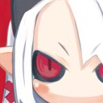  close-up demon harada_takehito horns makai_kingdom nippon_ichi phantom_kingdom pointy_ears pram red red_eyes white_hair 