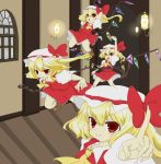  clone flandre_scarlet hat highres minato18 ponytail red_eyes short_hair side_ponytail touhou wings 