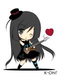  akiyama_mio bad_id bass_guitar black_eyes black_hair chibi don&#039;t_say_lazy don't_say_&quot;lazy&quot; guitar hat heart instrument k-on! long_hair mini_top_hat solo striped top_hat wink 