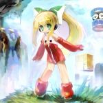  :o blonde_hair child detached_sleeves ein_(artist) ein_(long_cake) green_eyes hair_ribbon long_hair ponytail ribbon rockman rockman_(character) rockman_(classic) roll 