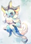  :3 :d artist_name blue_eyes blush full_body looking_at_viewer manino_(mofuritaionaka) multicolored multicolored_background no_humans open_mouth paws pokemon pokemon_(creature) smile star vaporeon 