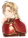  1boy armor blonde_hair fire_emblem fire_emblem:_seima_no_kouseki forde green_eyes kiyuu low_ponytail male_focus simple_background solo upper_body white_background 