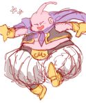  1boy boots cape closed_eyes dragon_ball dragonball_z flower flying gloves happy majin_buu male_focus neko_ni_chikyuu open_mouth simple_background white_background 