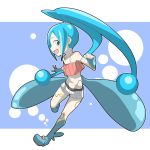  1girl blue_eyes blue_hair highres manaphy midriff personification pokemon 