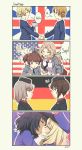  6+girls alisa_(girls_und_panzer) american_flag andou_(girls_und_panzer) bc_freedom_(emblem) bc_freedom_military_uniform black_bow black_hair black_hat black_jacket black_neckwear blazer blonde_hair blue_eyes blue_hat blue_sweater blush bow braid brown_eyes brown_hair closed_eyes closed_mouth commentary cup darjeeling dark_skin diamond_mouth dress_shirt emblem english eyebrows_visible_through_hair facing_another flag_background french_flag from_side garrison_cap german_flag girls_und_panzer green_eyes grey_jacket hair_bow hair_intakes handshake hat highres holding holding_cup itsumi_erika jacket kay_(girls_und_panzer) kiss kuromorimine_military_uniform long_hair long_sleeves looking_at_viewer looking_away military military_hat military_uniform multiple_girls necktie nishizumi_maho one_eye_closed open_clothes open_jacket open_mouth orange_hair orange_pekoe osuda_(girls_und_panzer) pas_(paxiti) patting_back red_shirt saunders_(emblem) saunders_school_uniform school_uniform shako_cap shirt short_hair short_twintails silver_hair smile speech_bubble st._gloriana&#039;s_(emblem) st._gloriana&#039;s_school_uniform sweater teacup tied_hair twin_braids twintails twitter_username uniform union_jack v-neck v-shaped_eyebrows white_shirt yuri 