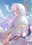  1boy fate/grand_order fate_(series) highres lavender_hair lips long_hair looking_at_viewer male_focus merlin_(fate/stay_night) sasaki_tamao smile solo violet_eyes white_hair 