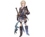  1boy arthur_(granblue_fantasy) blonde_hair full_body granblue_fantasy looking_at_viewer male_focus minaba_hideo official_art red_eyes shorts smile solo sword transparent_background weapon 