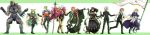  3girls 6+boys absurdres ahoge animal_ears archer_of_red armor armored_boots armored_dress assassin_of_red bangs bare_shoulders barefoot beard belt berserker_of_red black_bodysuit black_dress black_footwear black_gloves black_hair black_jacket black_legwear black_pants blonde_hair blunt_bangs bodysuit boots bracer braid breasts brown_eyes brown_footwear brown_hair cape capelet caster_of_red cat_ears chains chest_jewel cleavage cloak closed_eyes closed_mouth commentary cross cross_necklace dark_skin dress eyebrows_visible_through_hair facial_hair fate/apocrypha fate_(series) full_body fur_trim garter_straps gauntlets gem gimp_mask gloves greaves green_dress green_hair grey_skin grin hair_ornament hair_ribbon hand_holding hand_on_another&#039;s_shoulder headpiece highres holding holding_spear holding_sword holding_weapon jacket jeanne_d&#039;arc_(fate) jeanne_d&#039;arc_(fate)_(all) jewelry karna_(fate) kotomine_shirou legs_apart long_braid long_hair long_image long_pants long_sleeves looking_at_another looking_at_viewer looking_back mask medium_breasts multicolored_hair multiple_boys multiple_girls muscle mustache necklace orange_hair pale_skin pants pointy_ears polearm ponytail purple_capelet purple_cloak purple_legwear purple_ribbon red_eyes red_scarf ribbon rider_of_red scabbard scarf sheath shirt shoes short_hair sieg_(fate/apocrypha) silver_hair single_braid smile spear spikes spiky_hair standard_bearer standing sword thigh-highs thighhighs_under_boots thighs tsurime two-tone_hair very_long_hair violet_eyes waist_cape waistcoat weapon white_hair white_shirt wide_image yaobin_yang yellow_eyes 