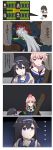  3girls 4koma aek-999_(girls_frontline) black_hair blood comic commentary commentary_request empty_eyes girls_frontline headphones headphones_around_neck highres multiple_girls ntw-20_(girls_frontline) pink_hair silver_hair super_sass_(girls_frontline) translation_request violet_eyes xiu_jiayihuizi 