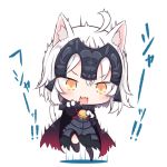  1girl ahoge animal_ears armor bell beni_shake cape cat_ears cat_tail chibi fate/grand_order fate_(series) gauntlets headgear jeanne_d&#039;arc_(alter)_(fate) jeanne_d&#039;arc_(fate)_(all) lowres orange_eyes paw_pose tagme tail thigh-highs white_background white_hair 