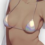  1girl altera_(fate) breasts close-up collarbone dark_skin fate_(series) medium_breasts quuni silver_bikini solo under_boob 