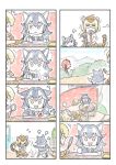  2girls :&lt; animal_ears comic crayon drawing ferris_wheel fire giant_armadillo_(kemono_friends) grey_wolf_(kemono_friends) heterochromia highres kemono_friends magnifying_glass multiple_girls murakami_rei silent_comic tired wolf_ears younger 