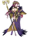  1girl breasts cleavage fire_emblem fire_emblem_heroes highres large_breasts loki_(fire_emblem_heroes) long_hair official_art solo staff transparent_background 