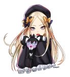  1girl abigail_williams_(fate/grand_order) beret blue_eyes blush crossover doll eyeliner fate/grand_order fate_(series) gothitelle hat kyou_(ningiou) long_hair looking_at_viewer makeup open_mouth pokemon simple_background sleeves_past_wrists solo white_background 